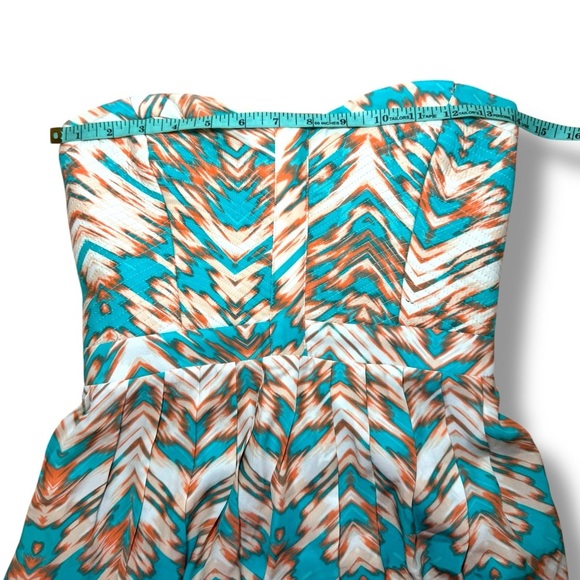Parker Teal White and Orange Patterned Silk Dress Sz S GUC - Picture 5 of 8